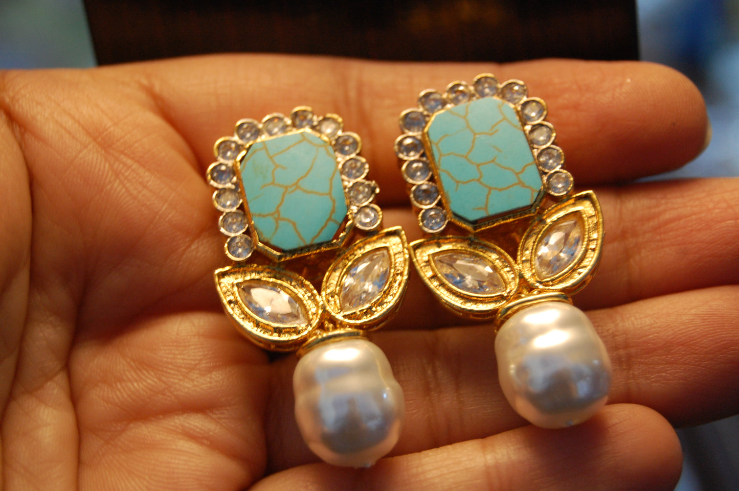 FEROZA & ZIRCON EARRINGS