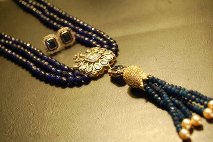 SAPPHIRE BLUE LONG MALA WITH TUSSEL