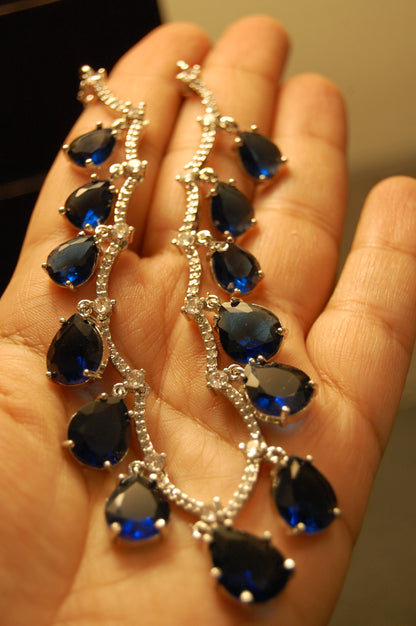 ELEGANT AMERICAN DIAMOND SET WITH SAPPHIRE BLUE