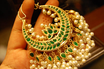 LARGE BALAS IN GREEN & PEARLS
