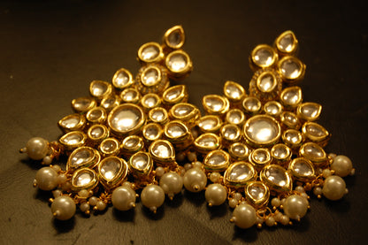 INDIAN POLKI KUNDAN EARRINGS WITH RED