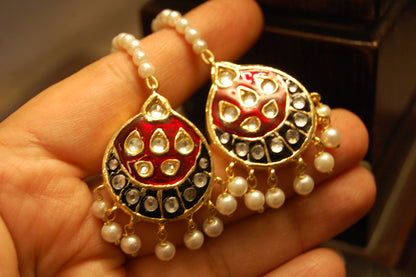 RED MEENA & KUNDAN EARRINGS