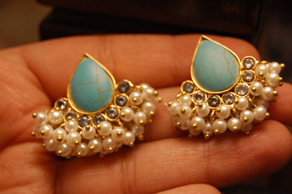 FEROZA KUNDAN & PEARL EARRINGS