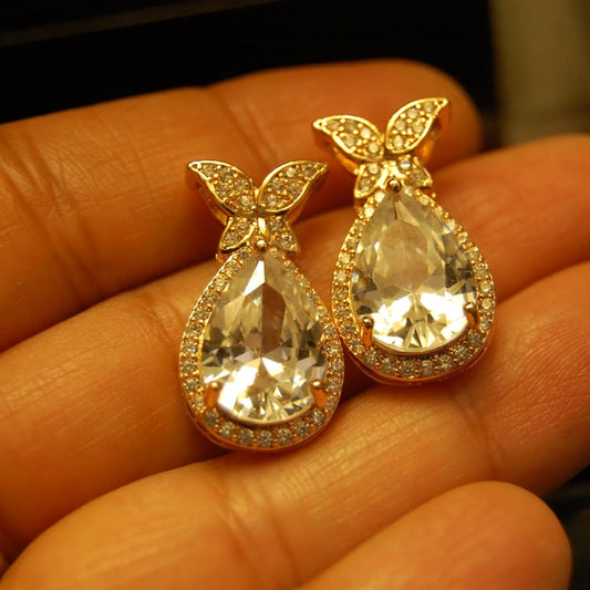 ZIRCON EARRINGS WITH GOLDEN BASE