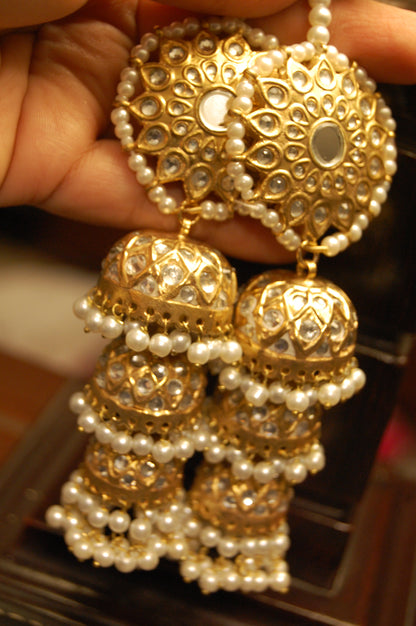 THREE LAYERED KUNDAN JHUMKAS