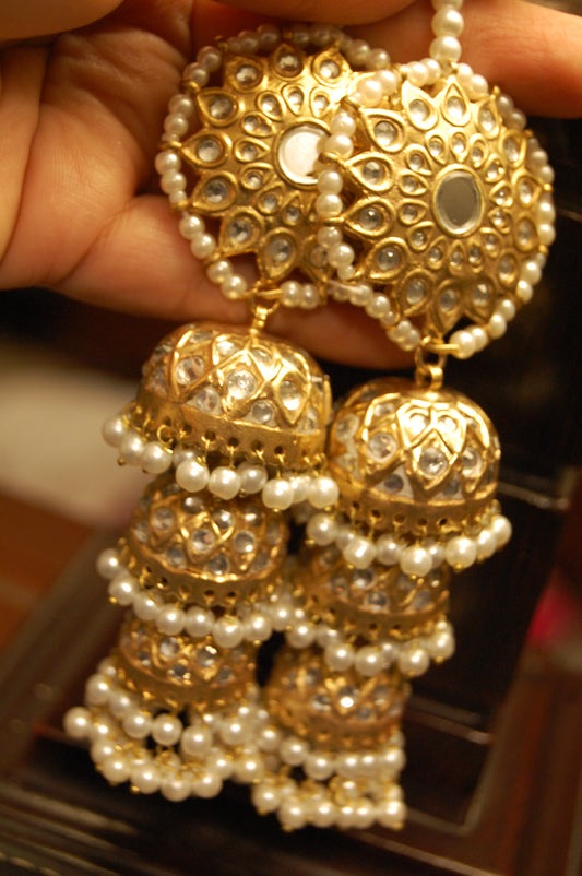 THREE LAYERED KUNDAN JHUMKAS