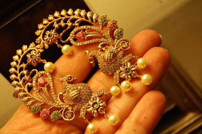 SOUTH INDIAN EARRINGS IN RED & GREEN
