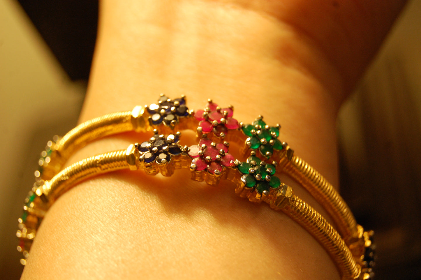 PAIR OF ELEGANT MULTI STONE BANGLES