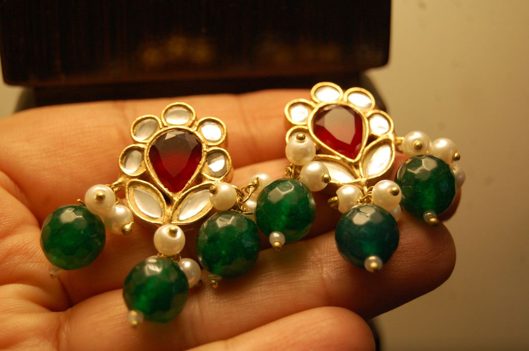 RED & GREEN KUNDAN EARRINGS