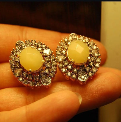 YELLOW AND ZIRCON EARRINGS