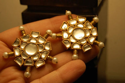 FLORAL KUNDAN & PEARL EARRINGS