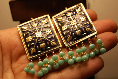 BLUE MEENA EARRINGS WITH FEROZY