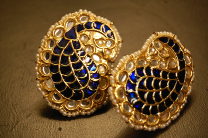 BLUE KUNDAN & MEENA PAISLEY EARRINGS