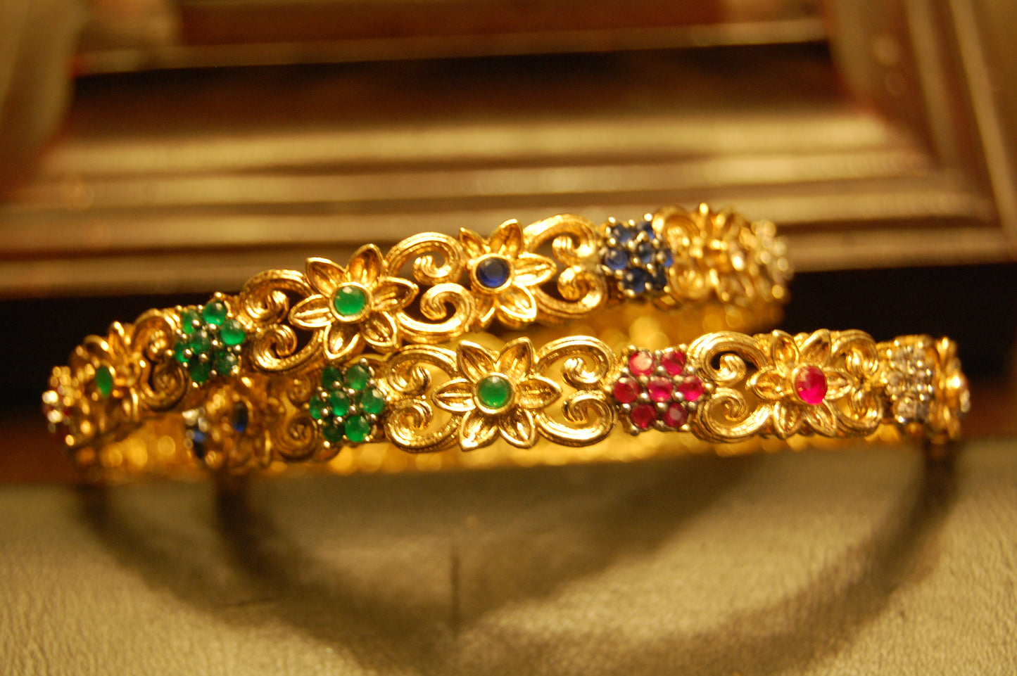 PAIR OF MULTI STONE BANGLES