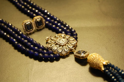 SAPPHIRE BLUE LONG MALA WITH TUSSEL