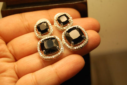 AMERICAN DIAMOND EARRINGS IN BLACK