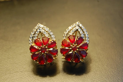 RED & ZIRCON EARRINGS