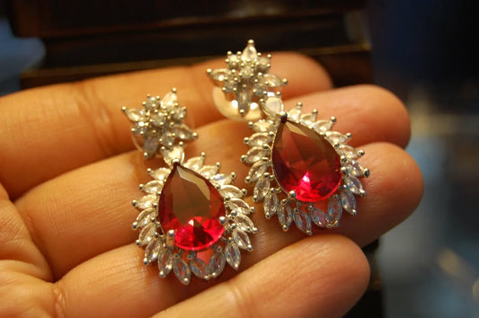RED & ZIRCON EARRINGS