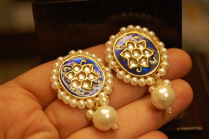 BLUE MEENA & KUNDAN EARRINGS