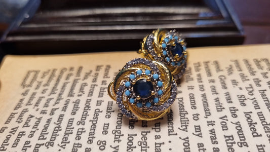 ELEGANT FEROZA & BLUE EARRINGS