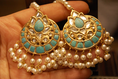 FEROZA KUNDAN & PEARLS EARRINGS