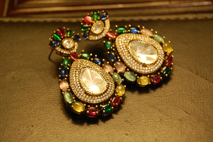 MULTI POLKI KUNDAN EARRINGS