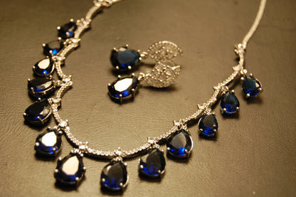 ELEGANT AMERICAN DIAMOND SET WITH SAPPHIRE BLUE