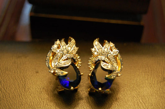 ZIRCON & BLUE STONE EARRINGS