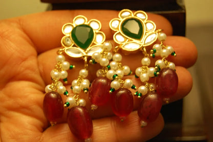 RED & GREEN KUNDAN EARRINGS