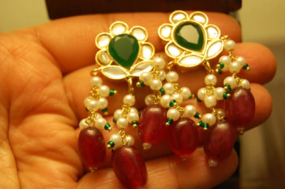 RED & GREEN KUNDAN EARRINGS