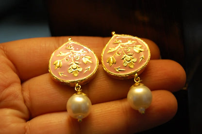 PINK MEENA EARRINGS